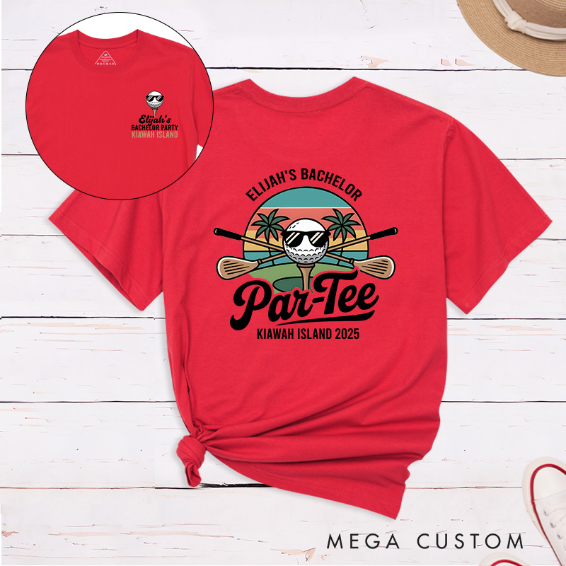 Personalized Golf Bachelor Party T-Shirt with Custom Name Location and Year Unique Gift for Golf Lovers
