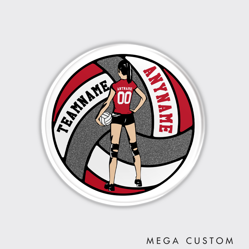 Personalized Volleyball Fridge Magnets with Custom Team Name and Number for Athletes and Fans