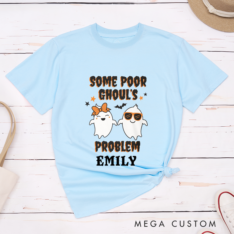 Personalized Some Poor Ghoul and Some Poor Ghoul's Problem Funny Couple Halloween Matching T-Shirt