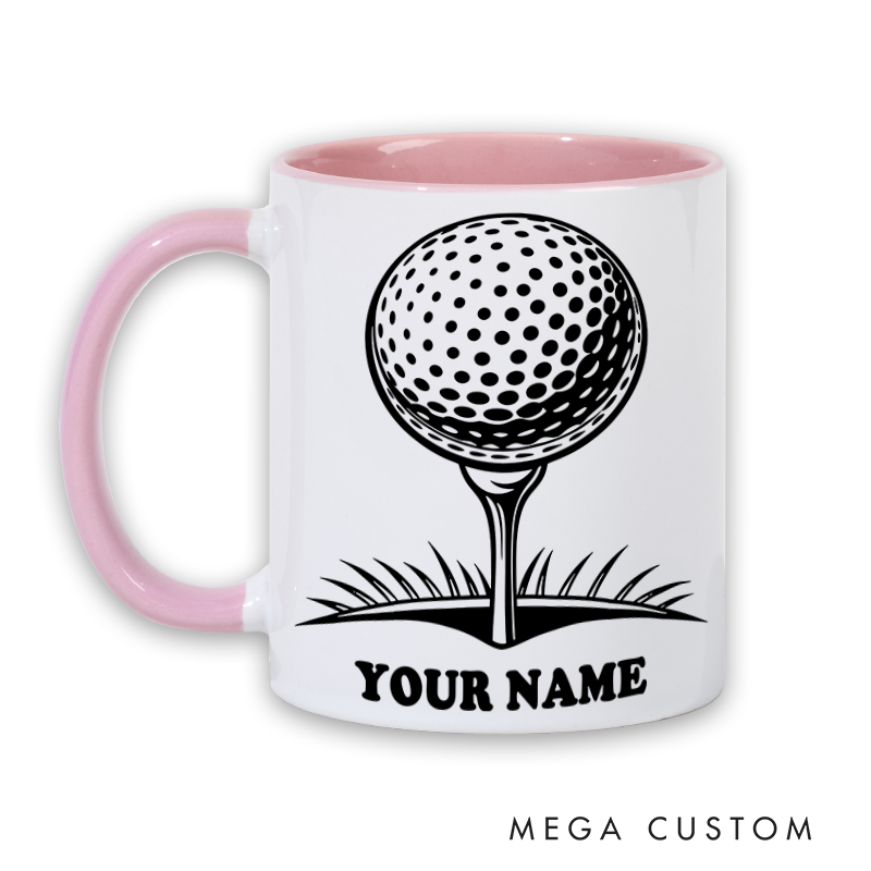 Personalized Golf Mug with Custom Name Golf Ball on Tee Design Perfect Gift for Golf Enthusiasts