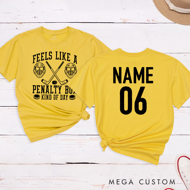 Personalized "Penalty Box Kind of Day" T-Shirt with Custom Name and Number