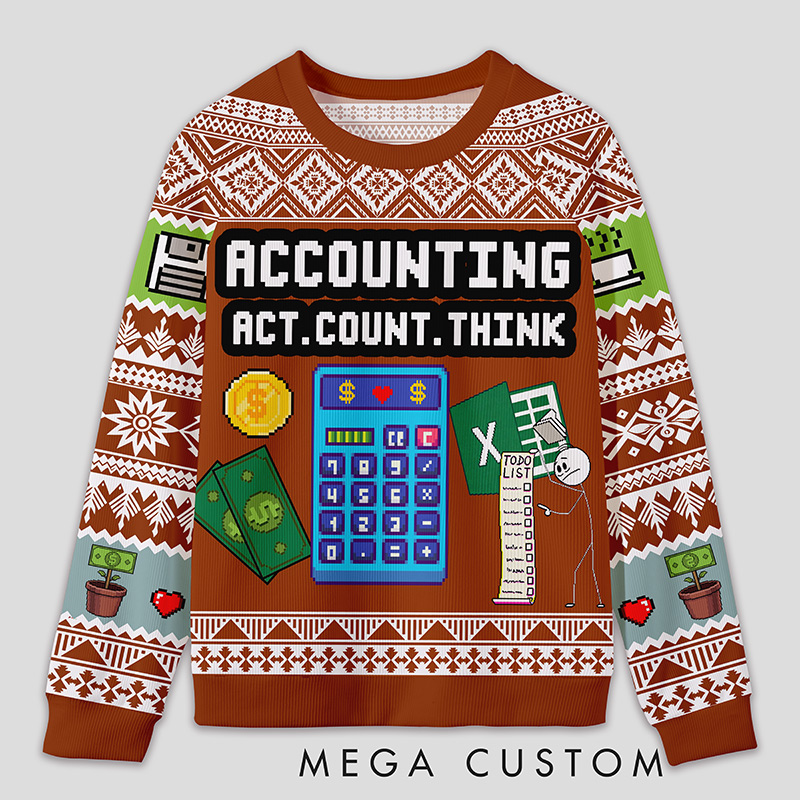 Personalized Math Competition Humor Ugly Sweater Office Holiday Party Gift for Accountants