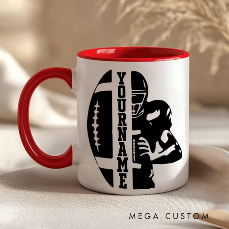 [Copy]Personalized American Football and Rugby Player Design Mug with Custom Name