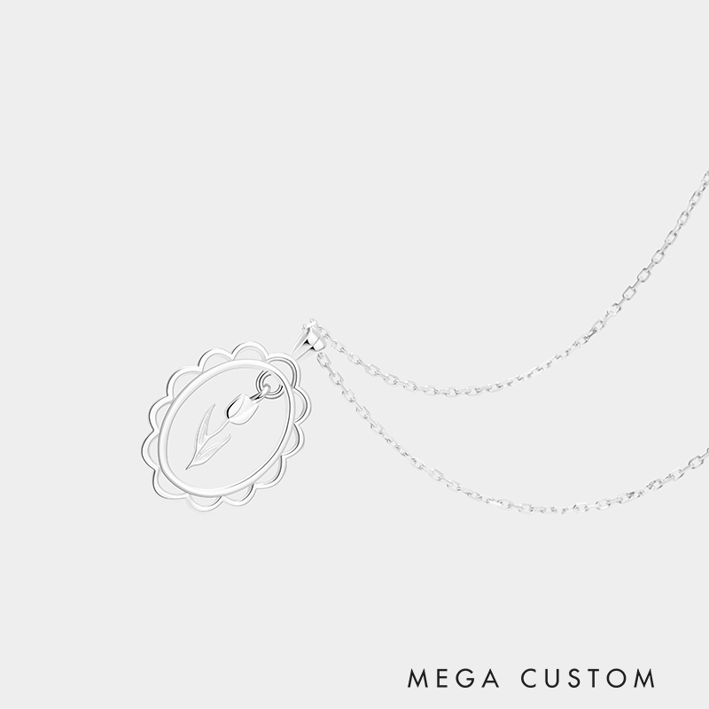 Personalized Custom Birth Flower Necklace 925 Sterling Silver Gold and Silver Two Tone Personalized Engraved Floral Pendant Meaningful Gift for Her 925 Sterling Silver Gifts for Her