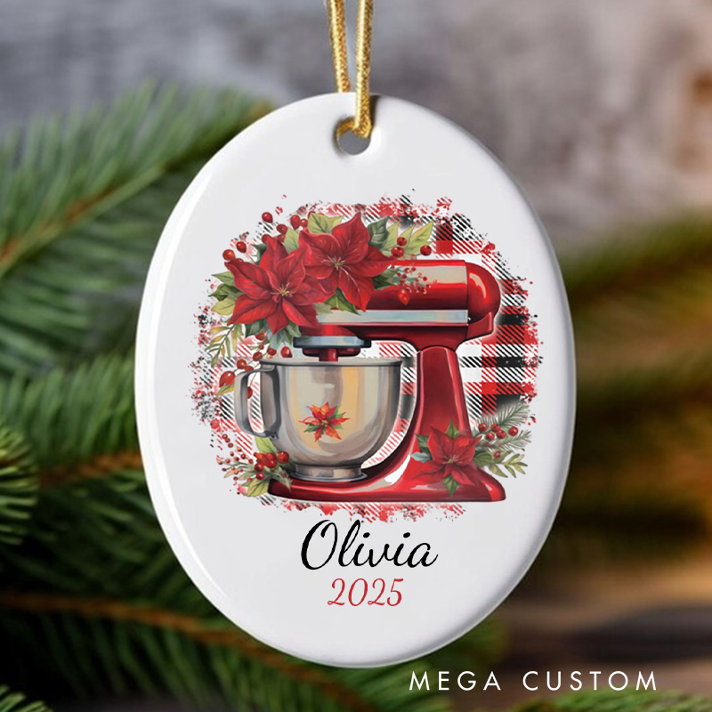 Personalized Baking Mixer Christmas Ornament Chefs Baking Ornament with Name Xmas Tree Ornament Baker 2025 Christmas Gift Baking Lover Gift
