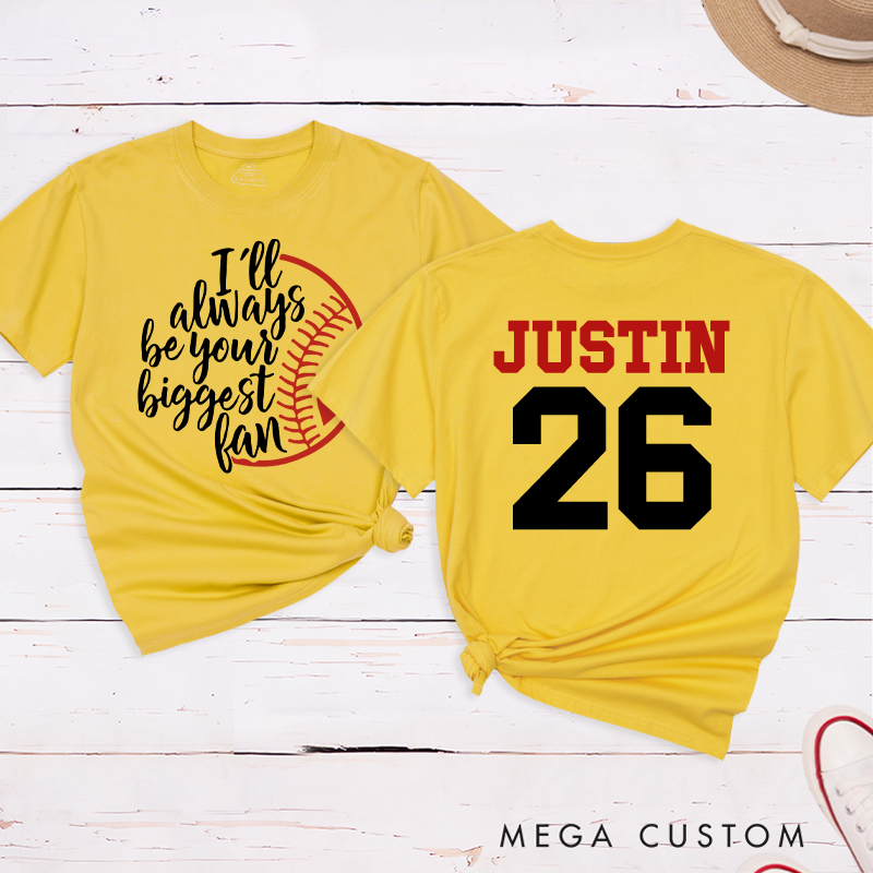 Personalized Baseball Fan T-Shirt with Heartfelt Quote and Custom Name and Number
