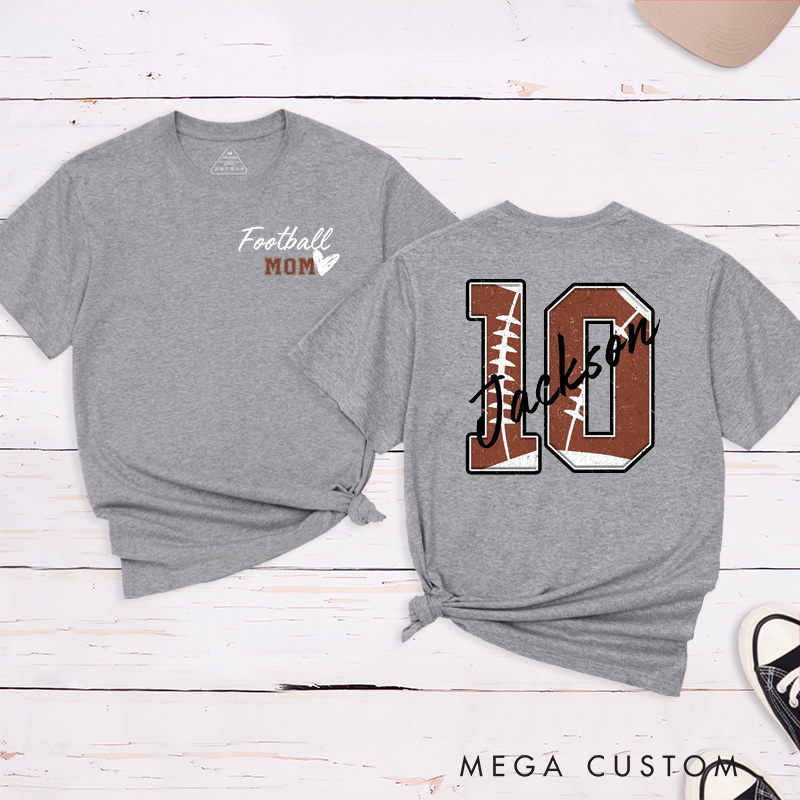 Personalized American Football and Rugby Mom T-Shirts with Custom Name and Number on the Back