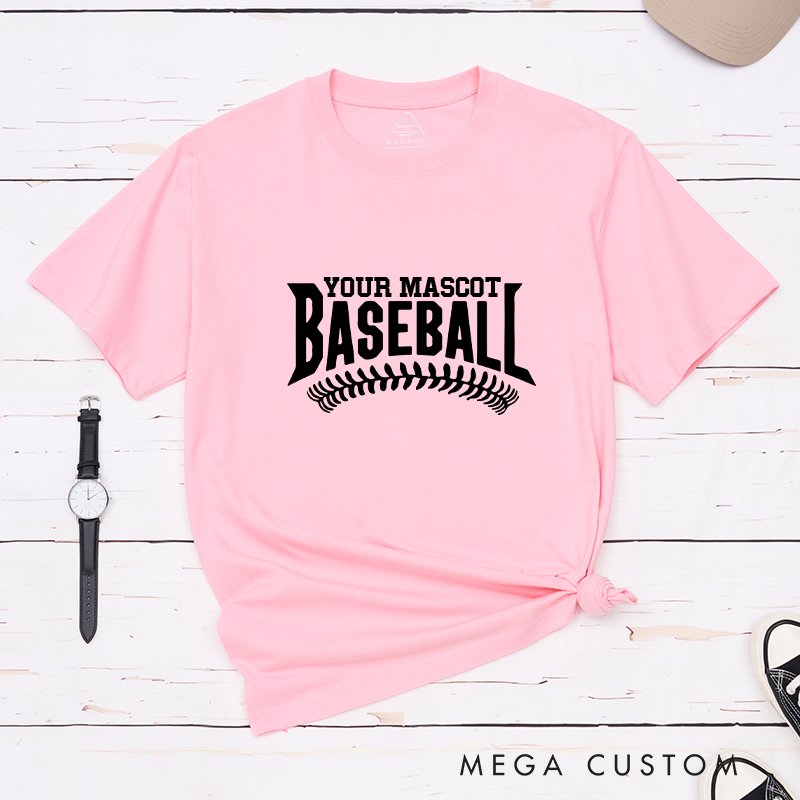 Personalized Baseball T-Shirt with Custom Mascot Name and Classic Stitch Design
