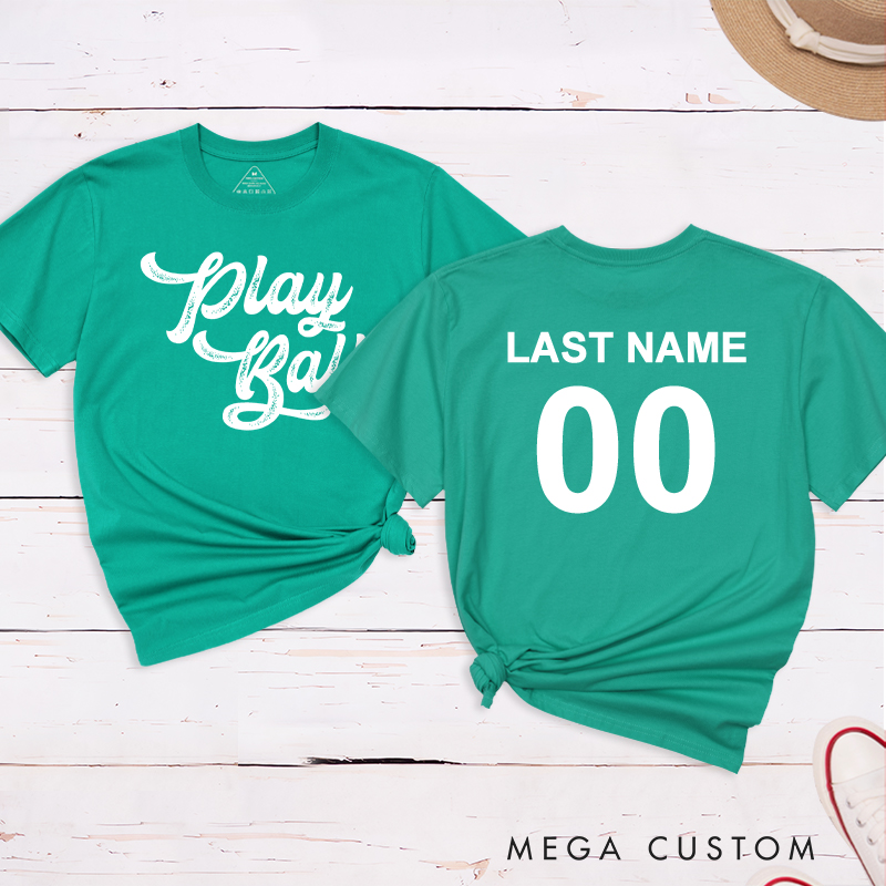 Personalized "Play Ball" T-Shirt with Custom Name and Number