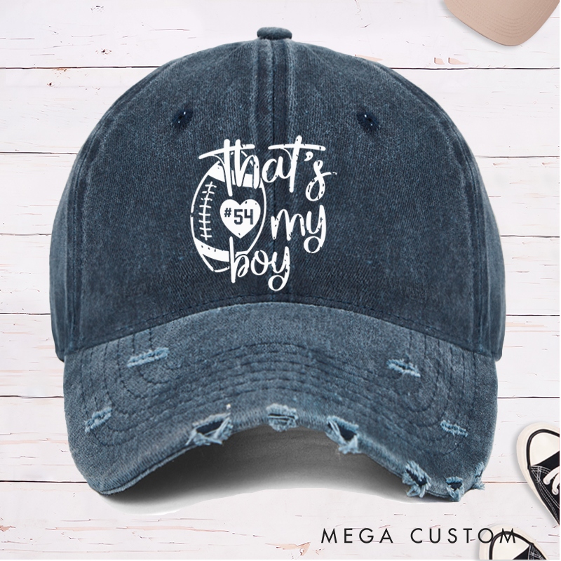 Personalized American Football Cap for "That's My Boy" with Custom Jersey Number