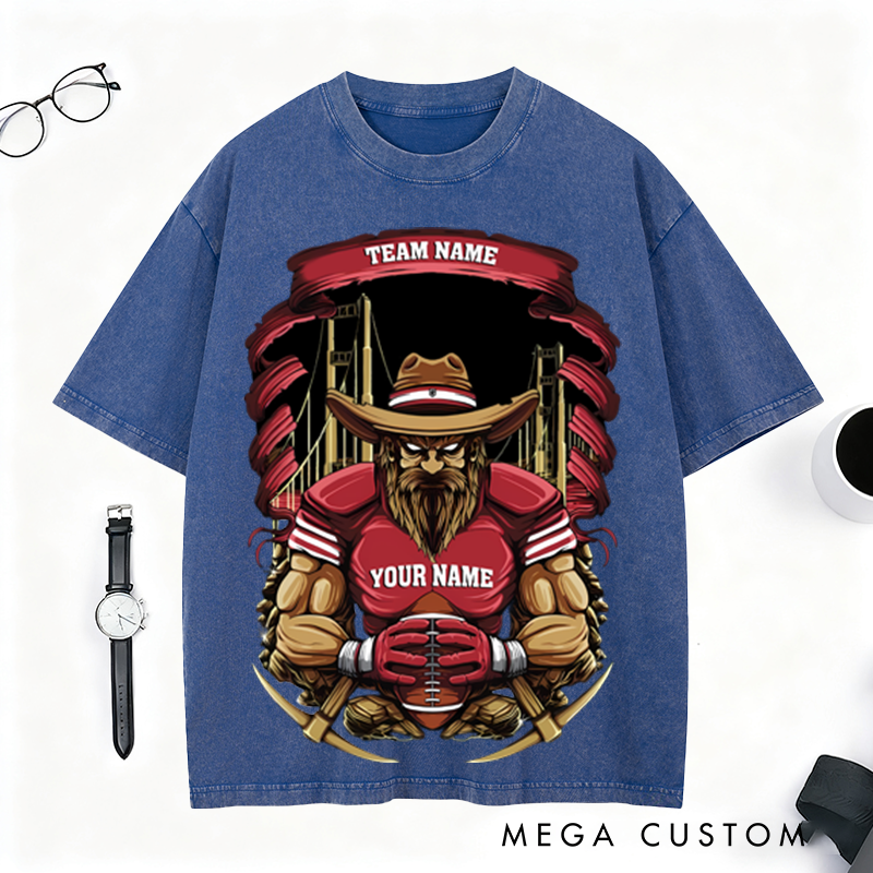 Personalized Cowboy Football T-Shirt Custom Team and Name for a Bold Western Style