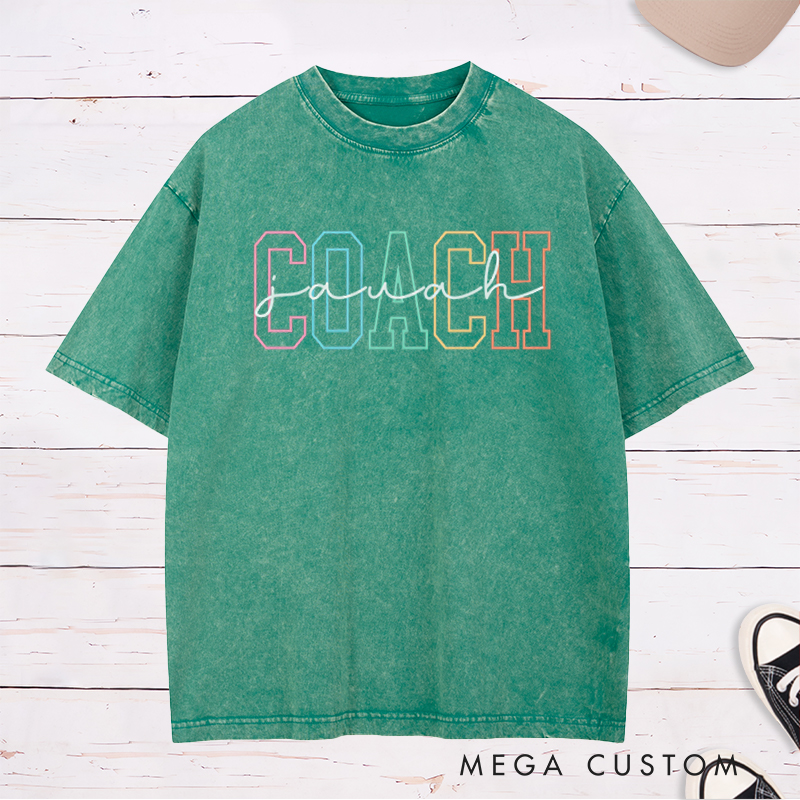 Personalized Coach Washed T-Shirt with Custom Name