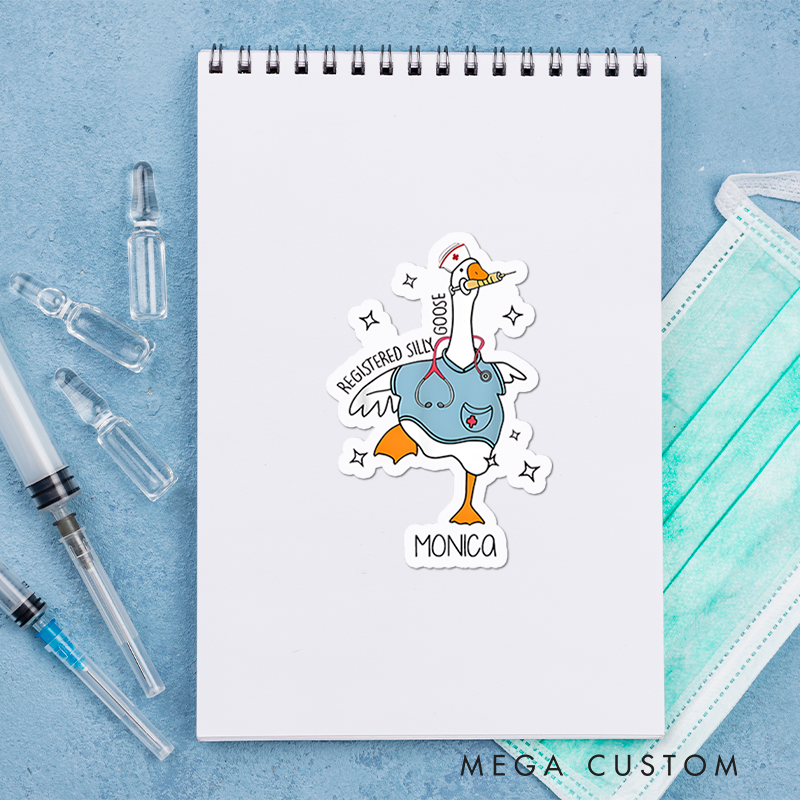 Personalized Nurse Stickers Registered Silly Goose Personalized Sticker Funny Nurse Sticker Vinyl Die Cut Sticker