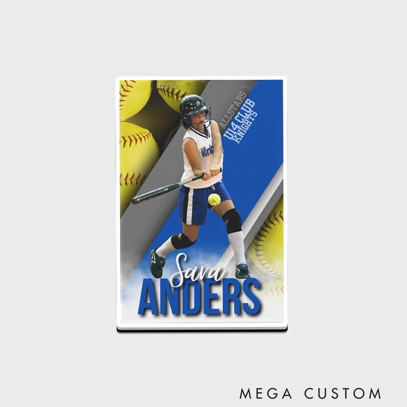 Personalized Softball Photo Fridge Magnets with Custom Text for Senior Graduation Keepsake