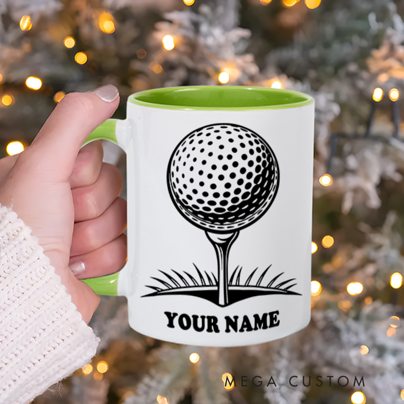 Personalized Golf Mug with Custom Name Golf Ball on Tee Design Perfect Gift for Golf Enthusiasts