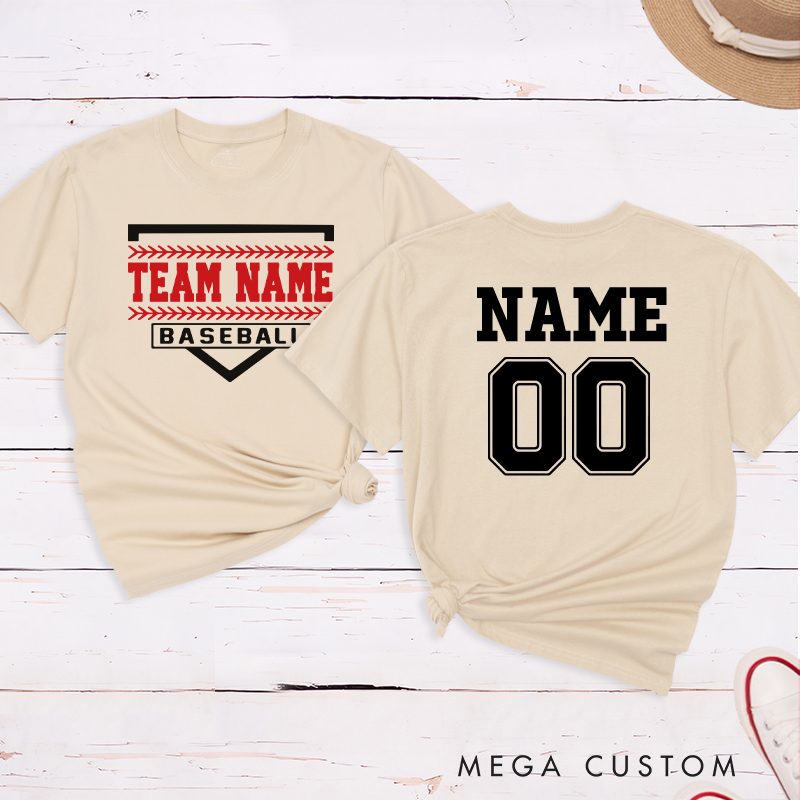 Personalized Team Baseball T-Shirt with Shield Design and Custom Name and Number