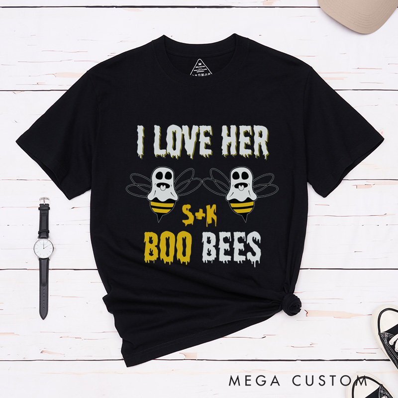 Personalized Boo Bees Couple Matching Halloween T-Shirt