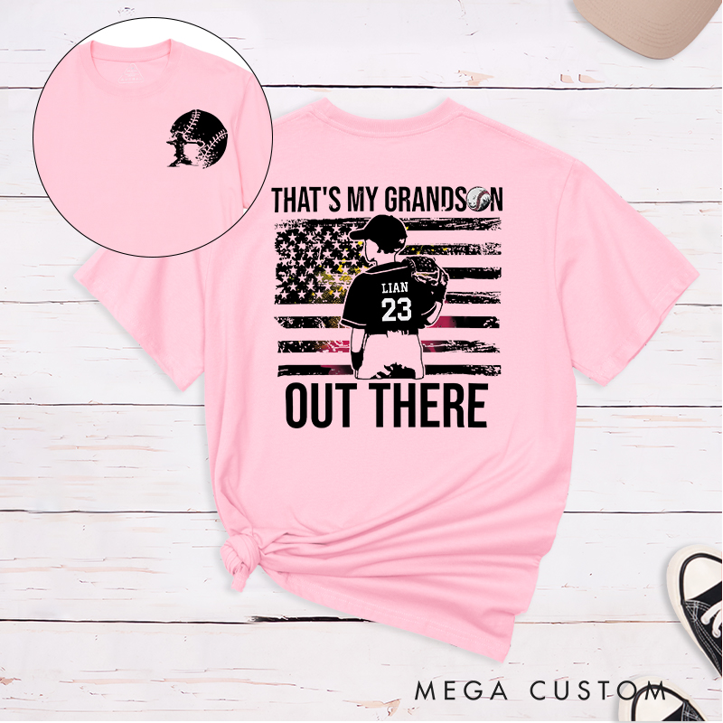 Personalized Baseball T-Shirt with American Flag and Custom Name and Number Design 