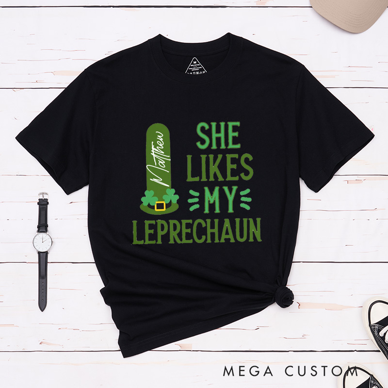 Personalized Funny Couple St. Patrick's Day Matching T-Shirt Shamrock and Leprechaun Shirt For Him and Her