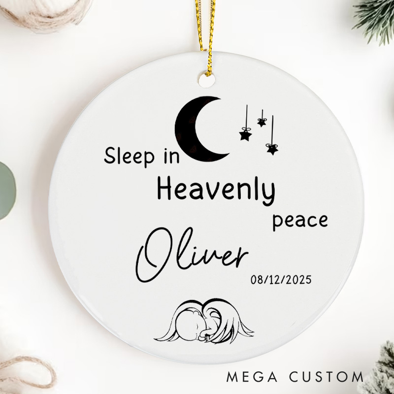 Personalized Baby Loss Ornament Sleep in Heavenly Peace Infant Loss Memorial Ceramic Ornament Sympathy Gift Miscarriage  Remembrance Gift 