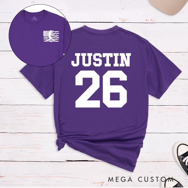 Personalized Team Spirit T-shirt with Clean and Bold Name and Number Design
