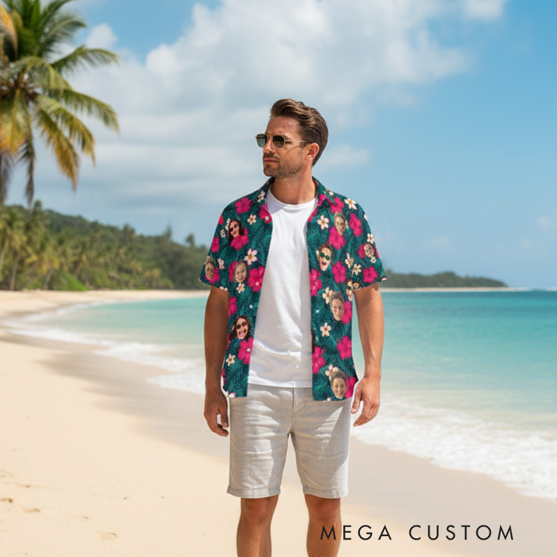 Personalized Hawaiian Shirt Photo Customization Beach Travel Shirt Gift for Him and Her Travel Lovers