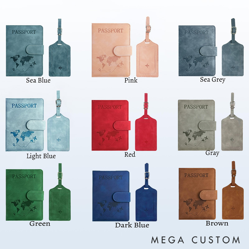 Personalized Passport Holder and Luggage Tag Pattern with Name for Travel Lovers