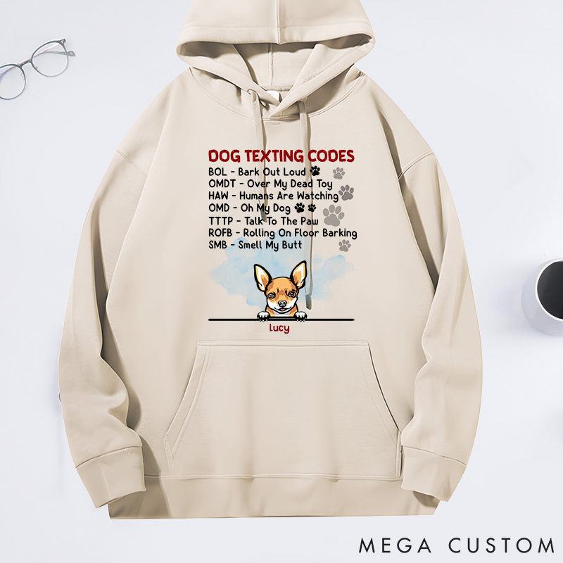 Personalized Dog Lover Dog Texting Codes Classic Hoodies