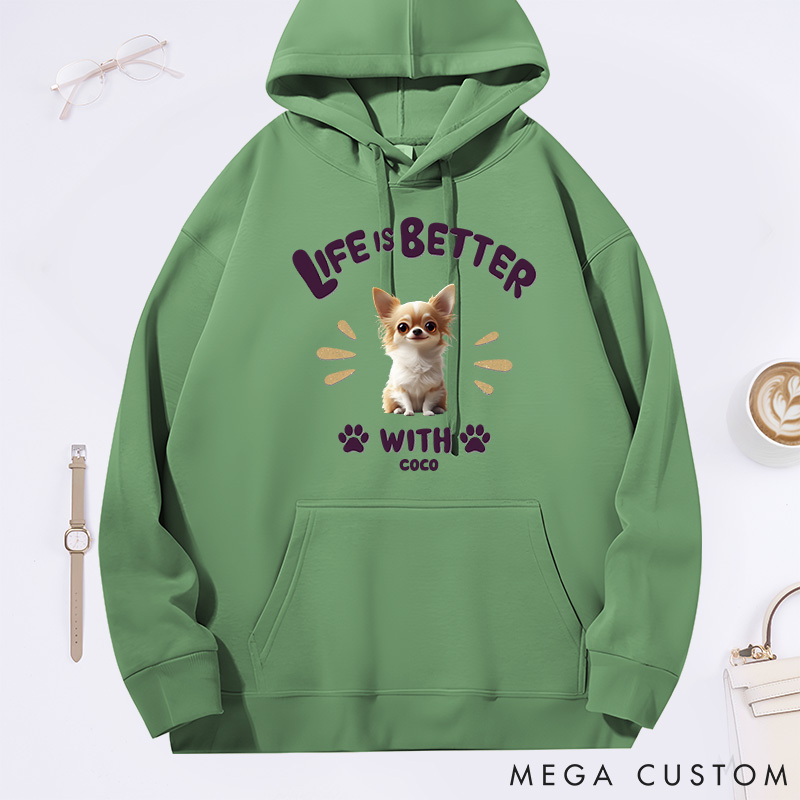 Personalized Dog Lover Life is Better Classic Hoodies