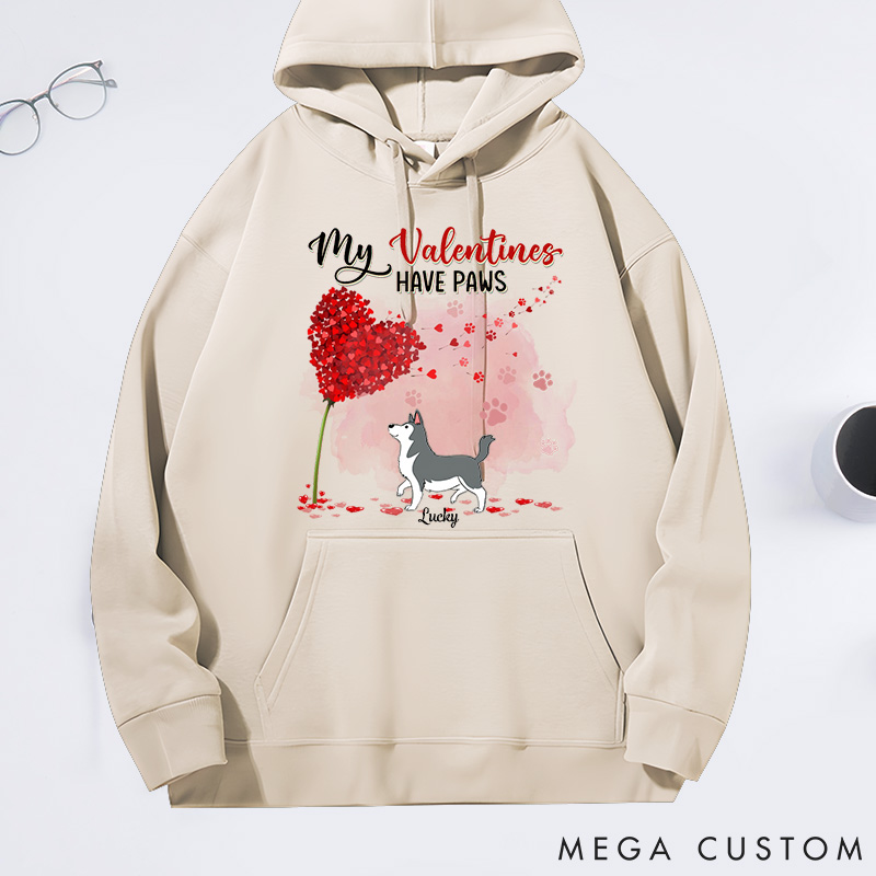 Personalized Dog Lover My Valentine has Paws Classic Hoodies