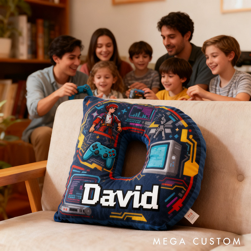 Personalized Game Controller Letter Pillow for Game Lovers Plush Pillow Christmas Birthday Gift for Kids