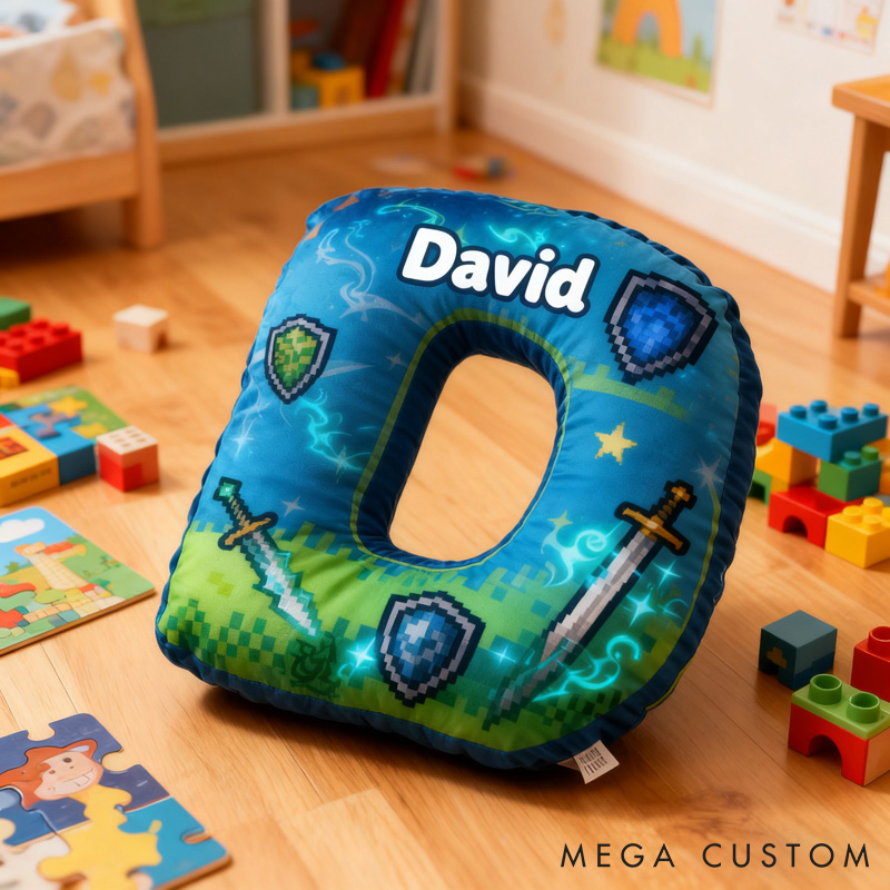 Personalized Game Letter Pillow for Game Lovers Plush Pillow Christmas Birthday Praty Gift for Kids