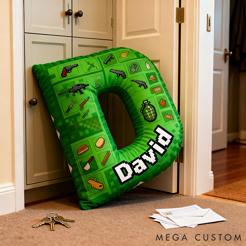 Personalized Game Letter Pillow for Game Lovers Plush Pillow Christmas Birthday Holiday Gift for Kids