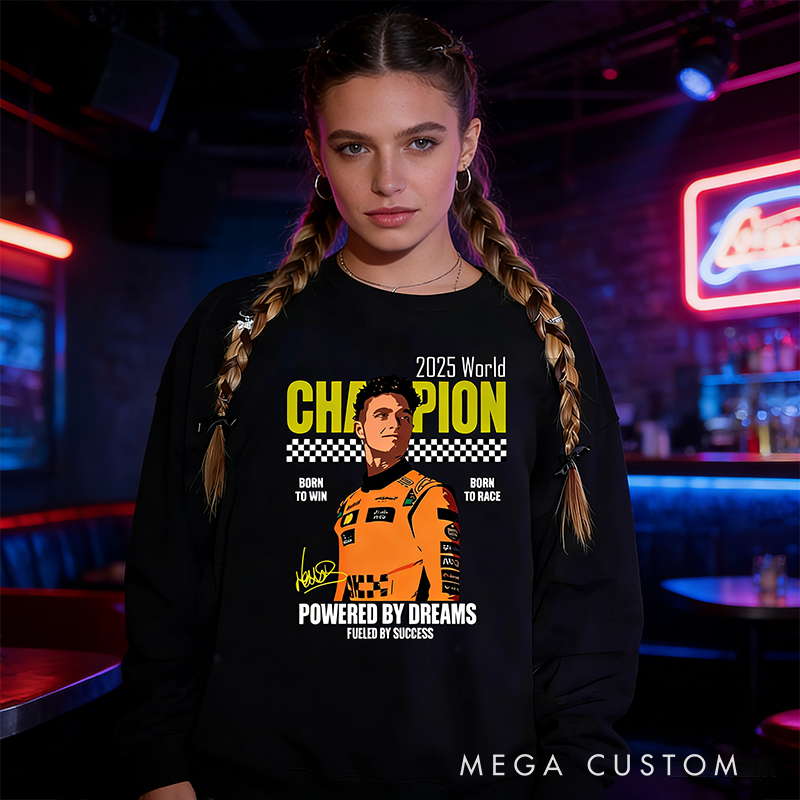 Personalized Racing Gifts Custom Champion Sweatshirt 2025 World Racer Hoodie for Racing Lovers Motorsport Fans