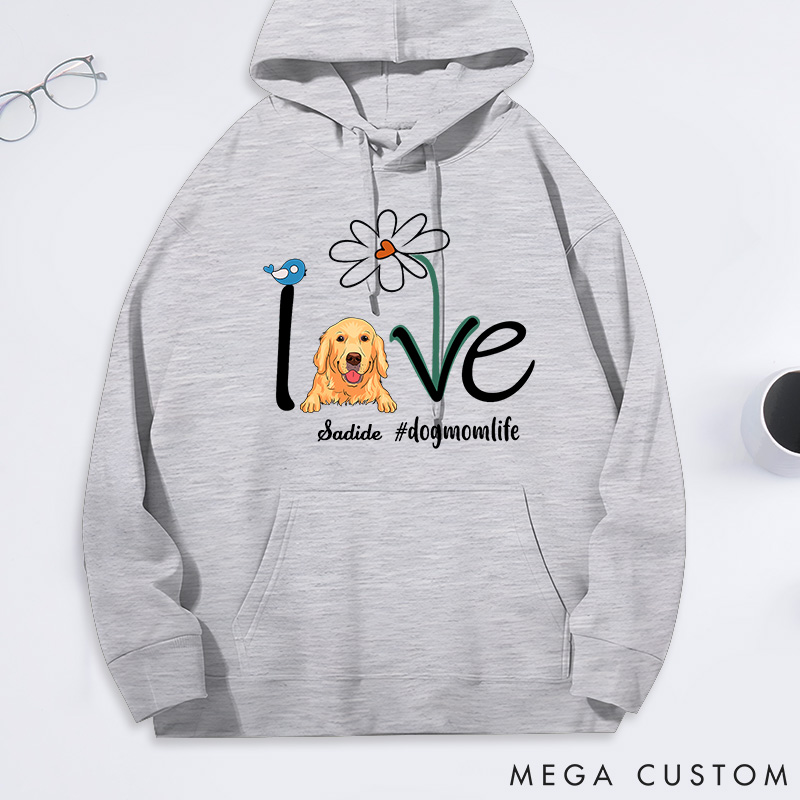 Personalized Dog Lover Flower and Love Classic Hoodies