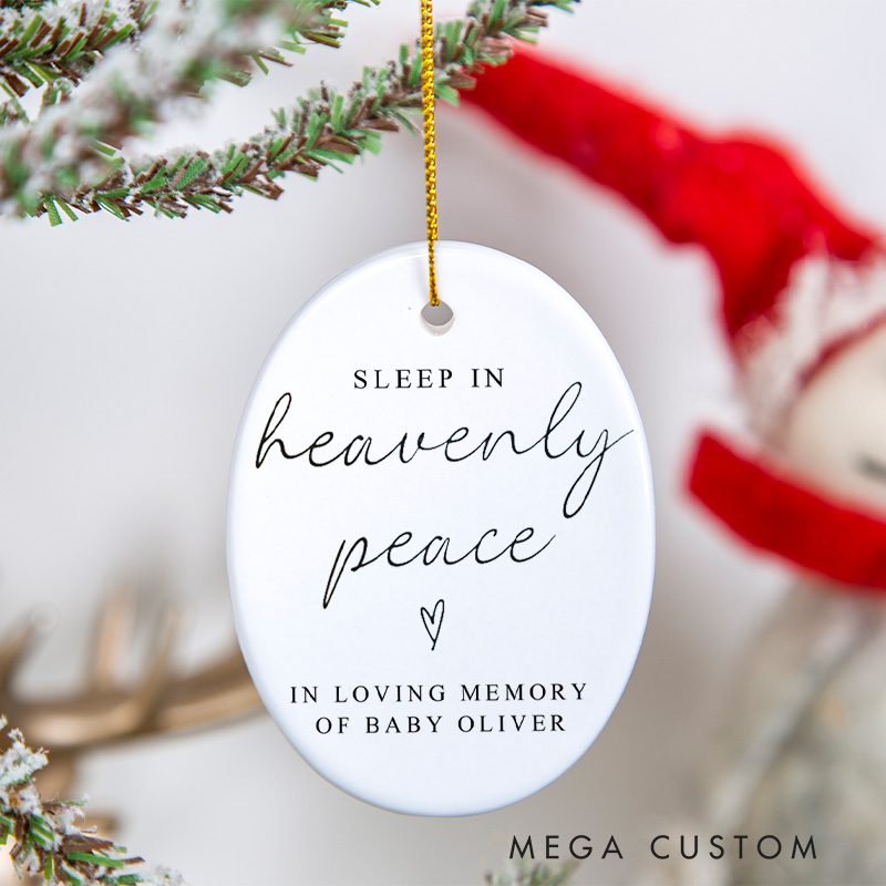 Personalized Baby Loss Ornament Infant Loss Miscarriage Gift  Angel Sleep In Heavenly Peace Custom Ceramic Ornament Angel Mom Sympathy Gifts