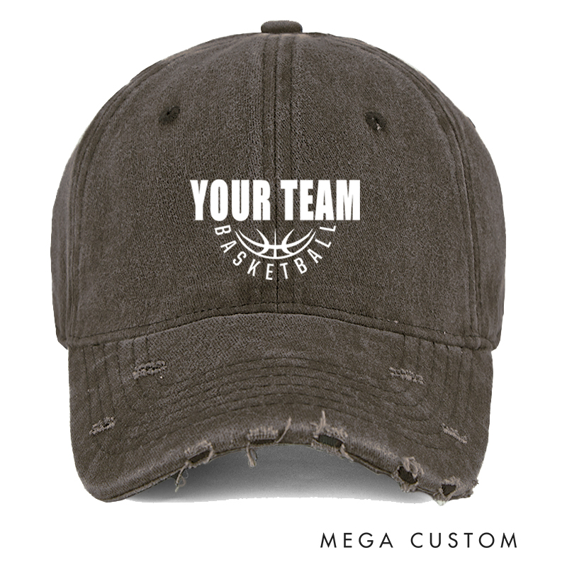Personalized Basketball Team Distressed Cap with Customizable Team Name Design