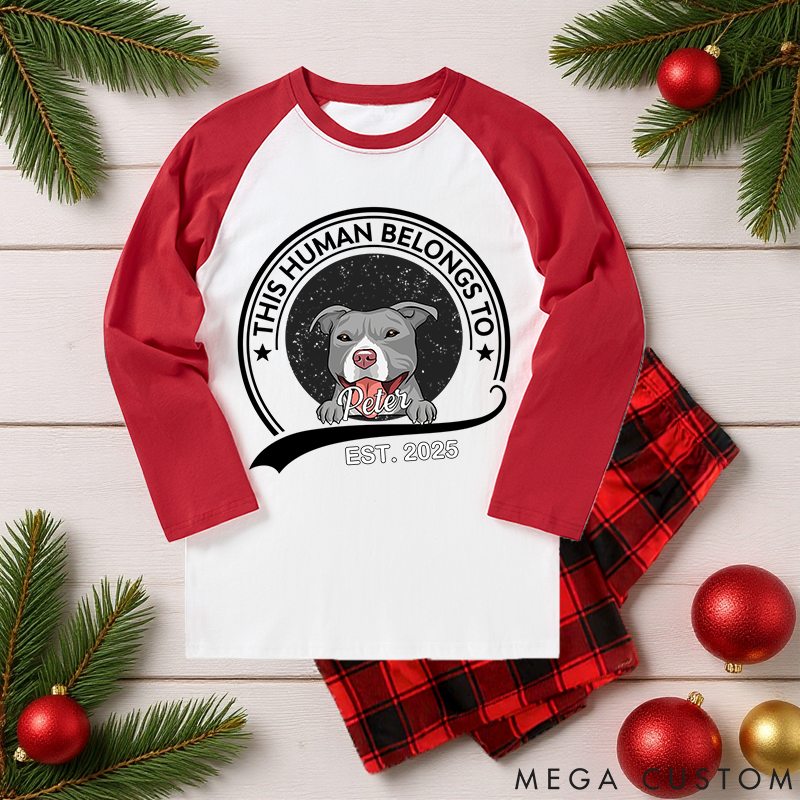 Personalized Dog Lover this Human Belongs to Dog Pawjama Shirt