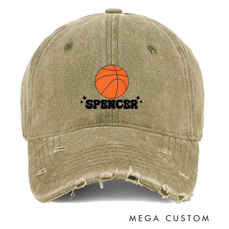 Personalized Basketball Distressed Cap with Custom Name Design