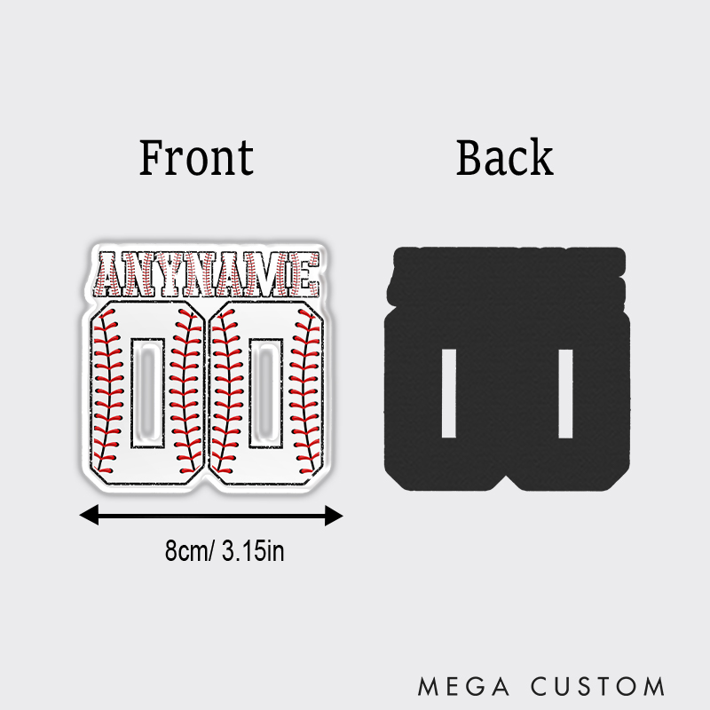 Personalized Athletic Fridge Magnet with Large Number and Baseball Stitch Design 