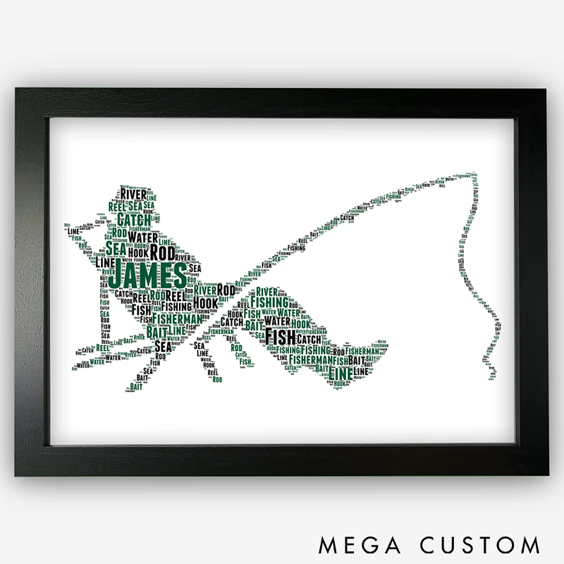 Personalised Fishing Poster Funny Fishing Wall Art Poster Great Fathers Day Gift for Dad Fisherman Gift Fish Wall Art
