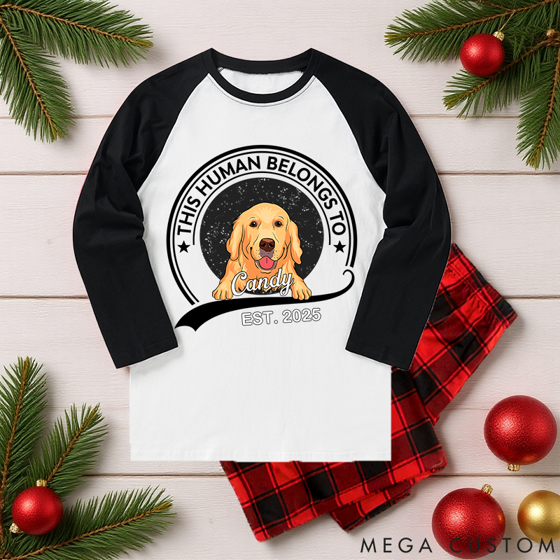Personalized Dog Lover this Human Belongs to Dog Pawjama Shirt