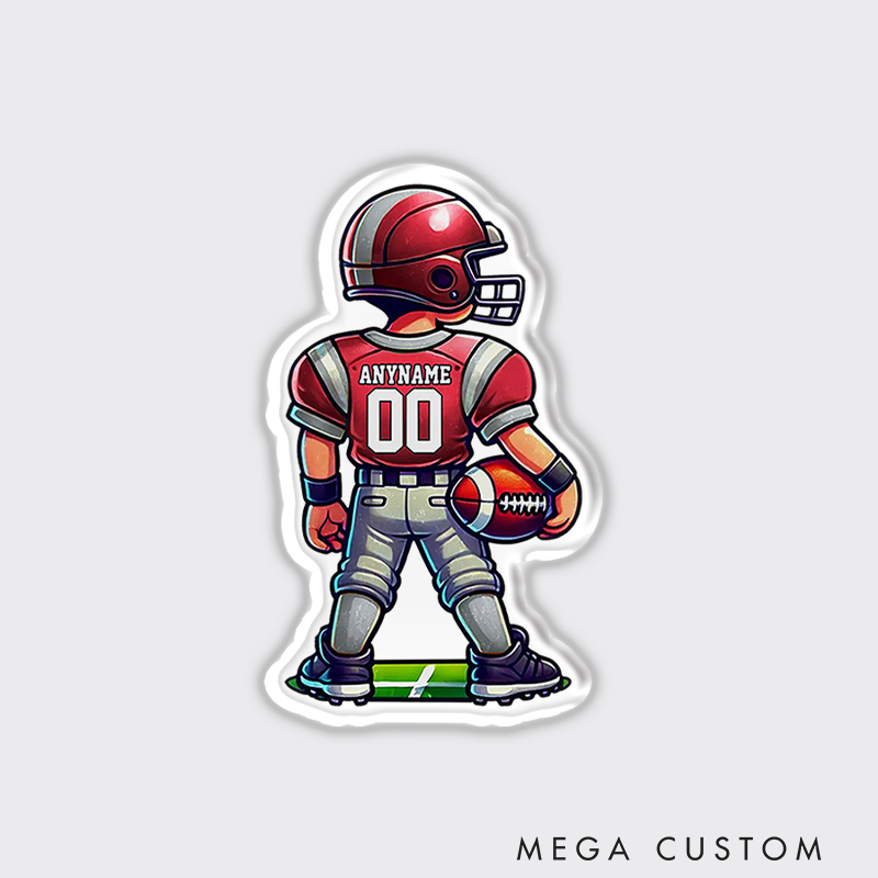 Personalized American Football Player Fridge Magnets with Custom Name and Number on the back