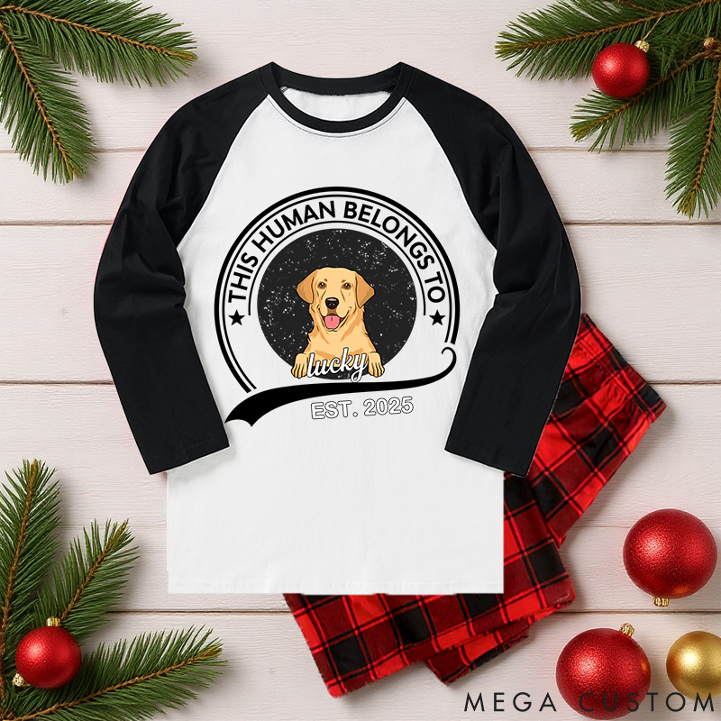 Personalized Dog Lover this Human Belongs to Dog Pawjama Shirt