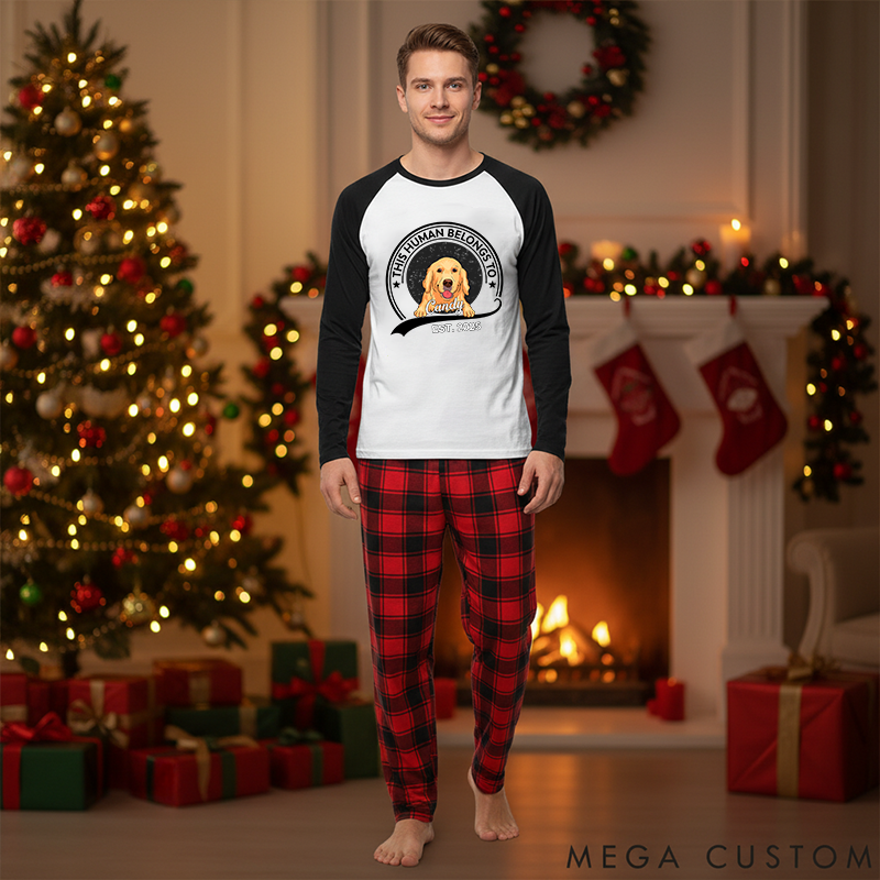Personalized Dog Lover this Human Belongs to Dog Pawjama Shirt