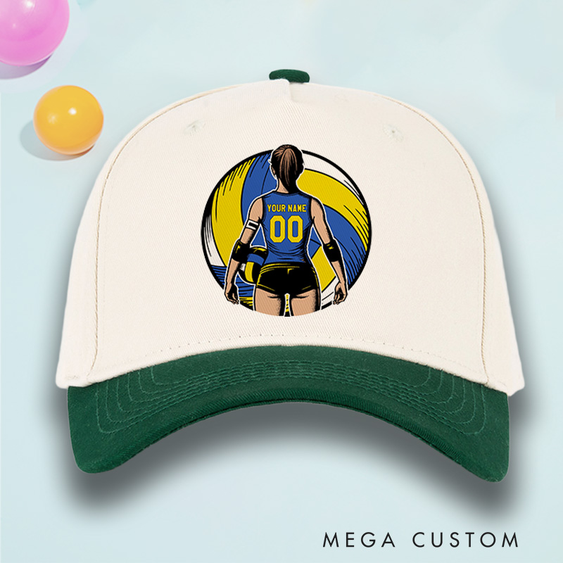 Personalized Volleyball Cotton Two Tone Cap with Custom Name and Number for Players and Fans