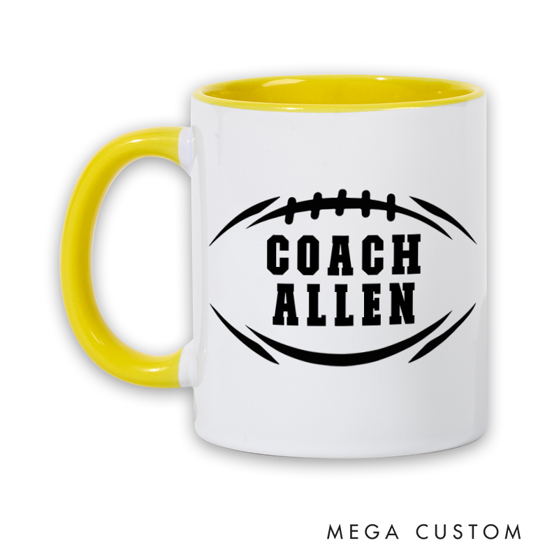 Personalized American Football and Rugby Coach Mug with Custom Name