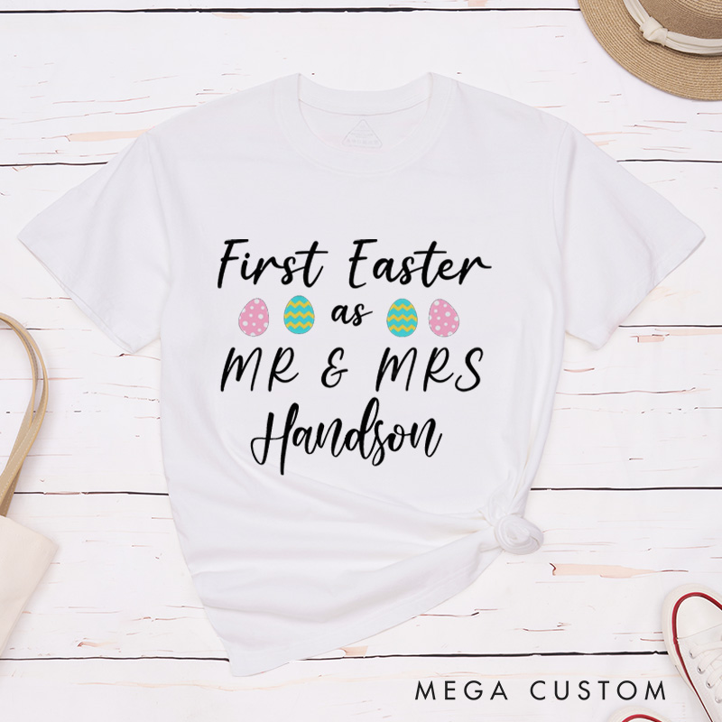 Personalized First Easter As Mr And Mrs Matching Couple T-Shirt