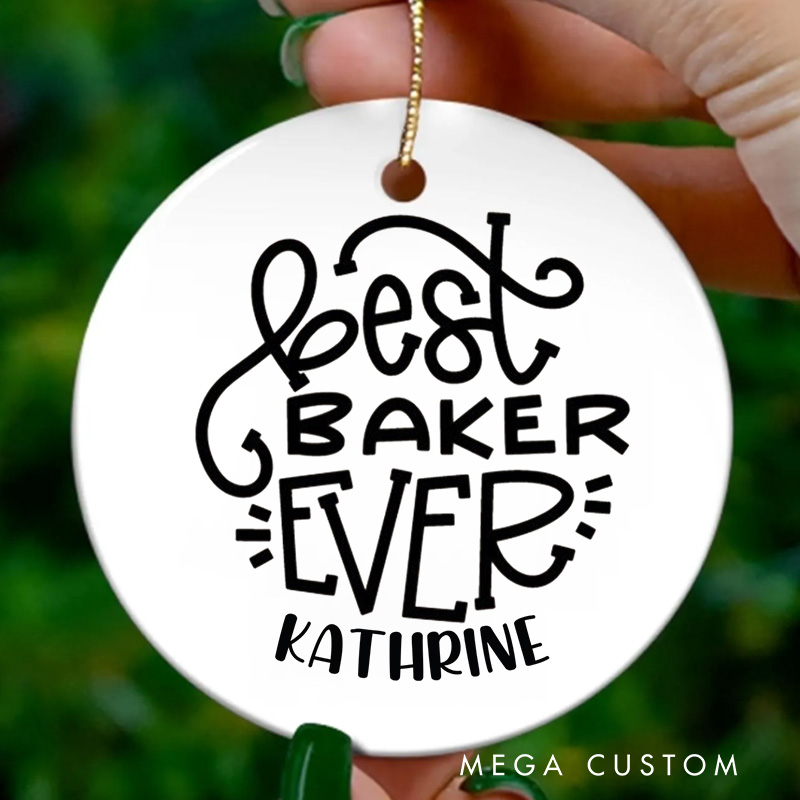 Personalized Best Baker Ever Christmas Ornament Ornament with Name Xmas Tree Decoration for Baker 2025 Christmas Gift Baking Lover Gift
