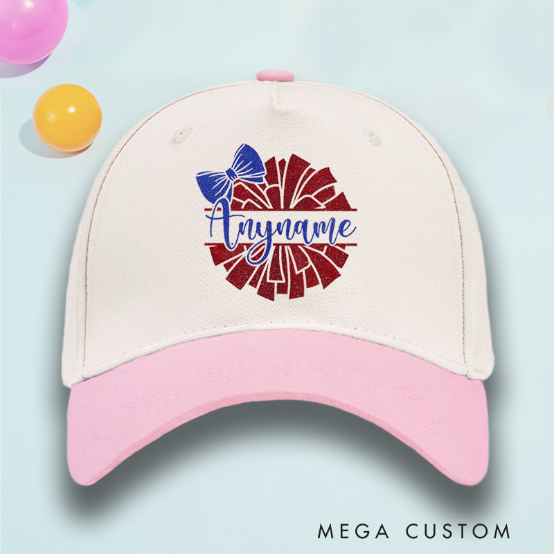 Personalized Cheerleader Name Cotton Two Tone Cap with Custom Name for Fans